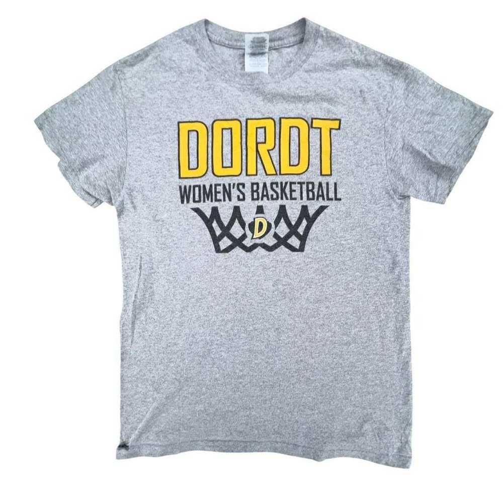 Dordt Womens Basketball T Shirt Gray‎ Short Sleeve Graphic Tee largr